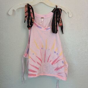 Free People Crop Top M Pink Strappy Tie Dye Nwt Boho Hippie Festival Whimsy Rave